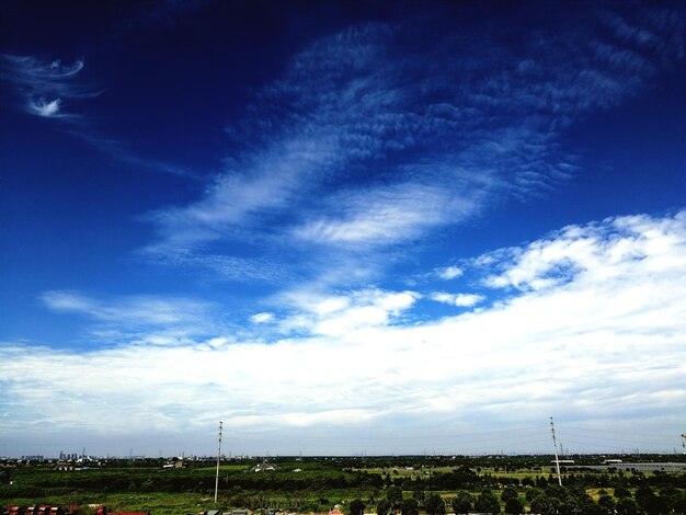 Scenic view of landscape against blue sky