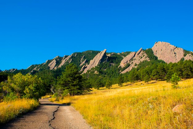 Photo scenic view of landscape against clear blue sky