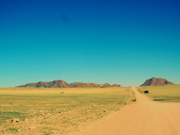 Scenic view of landscape against clear blue sky