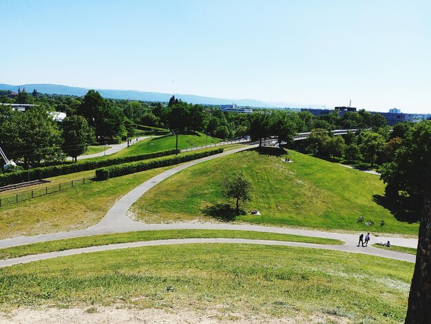 Scenic view of landscape against clear sky