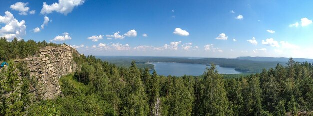 Scenic view of landscape against cloudy sky