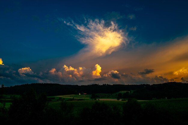 Scenic view of landscape against cloudy sky