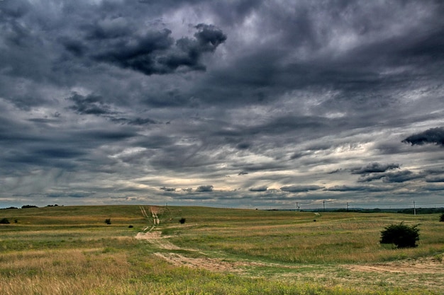 Scenic view of landscape against cloudy sky