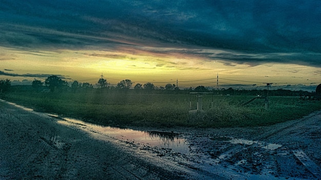 Scenic view of landscape against cloudy sky