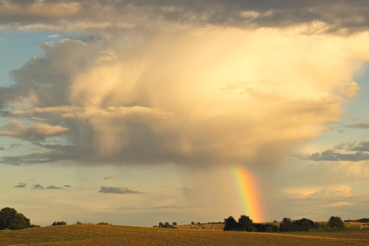 Photo scenic view of landscape against cloudy sky