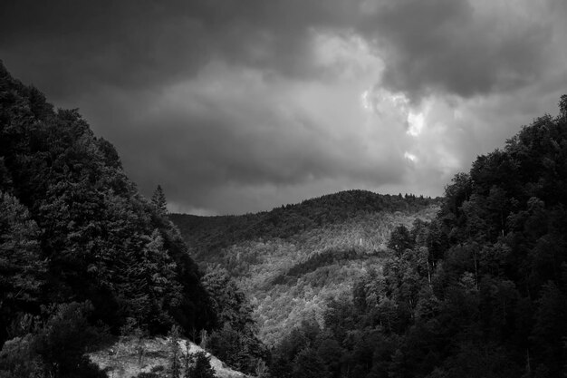 Photo scenic view of landscape against cloudy sky