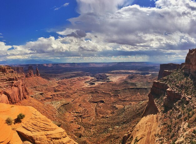 Scenic view of landscape against cloudy sky