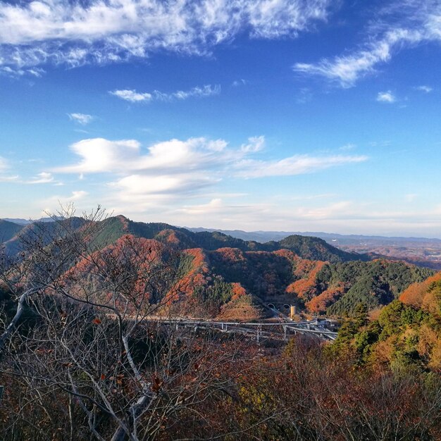 Photo scenic view of landscape against sky during autumn