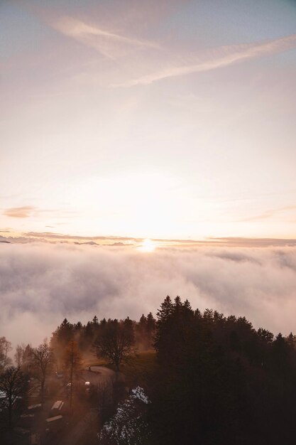 Scenic view of landscape against sky during sunset