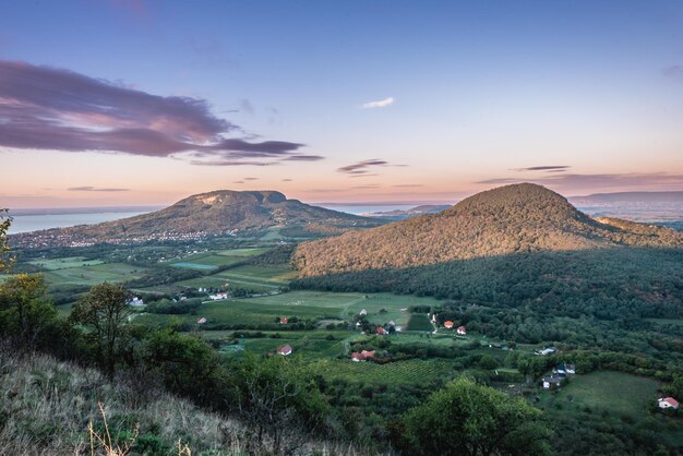 Scenic view of landscape against sky during sunset