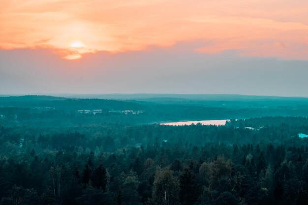 Scenic view of landscape against sky during sunset