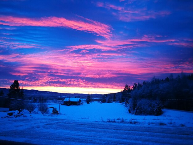 Scenic view of landscape against sky at sunset