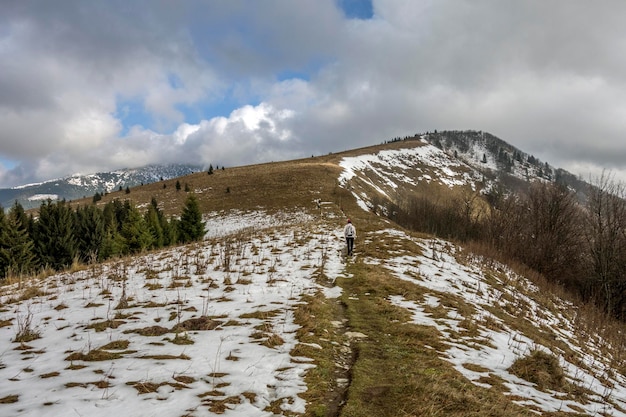 Scenic view of landscape against sky during winter