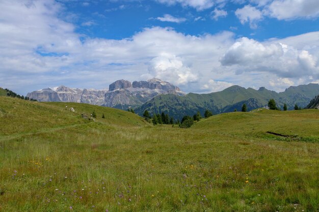 Scenic view of landscape and mountains against sky