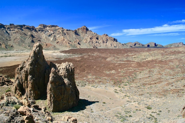 Scenic view of landscape and rocky mountains against sky