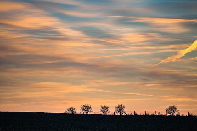 scenic view of landscape at sunset