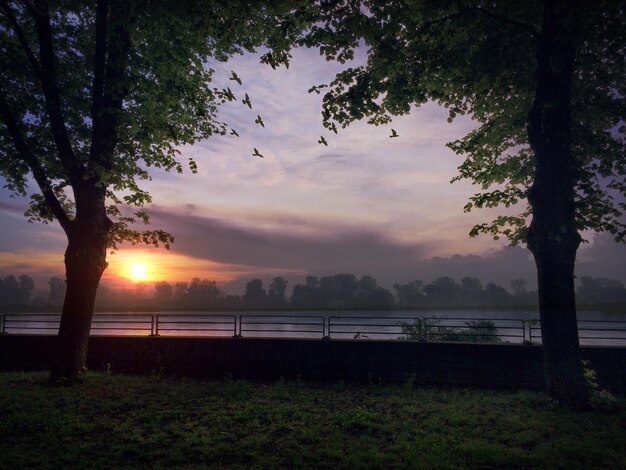 Photo scenic view of landscape at sunset