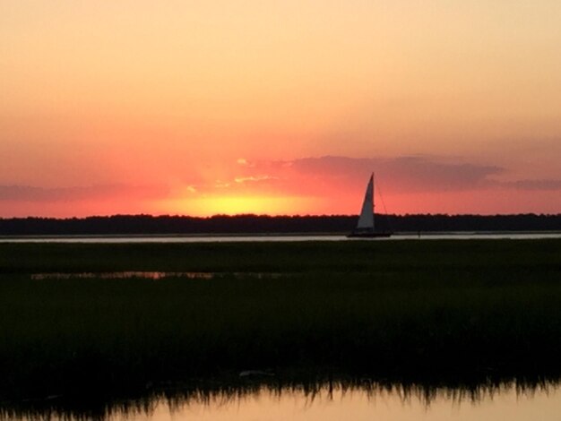 Scenic view of landscape at sunset