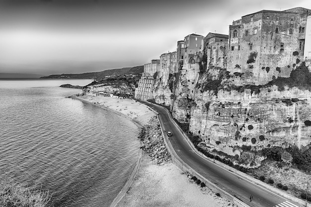 Scenic view over the main beach in Tropea