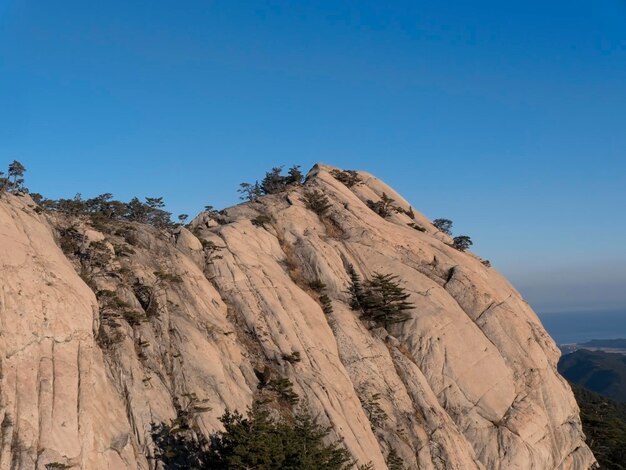 Scenic view of mountain against clear sky