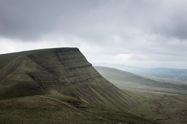 Scenic view of mountain against cloudy sky