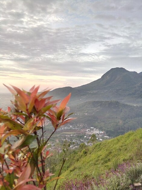 Scenic view of mountain against sky