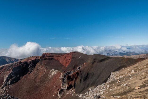 Scenic view of mountains against blue sky