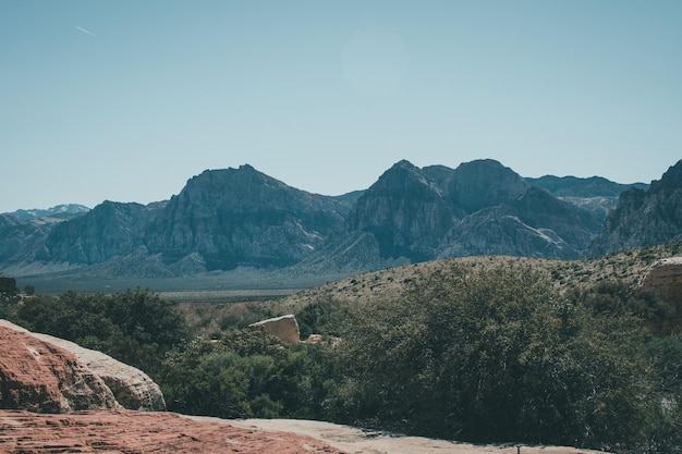 scenic view of mountains against clear sky