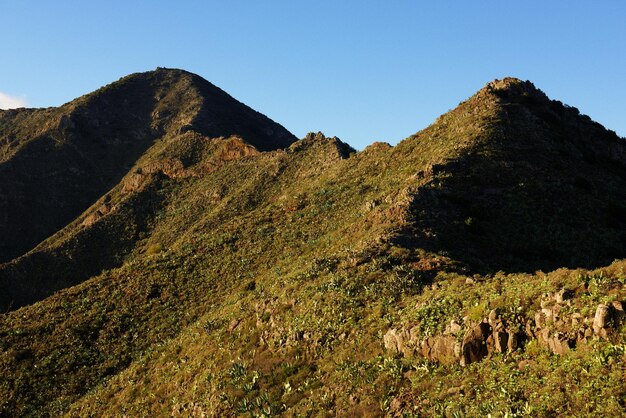 Scenic view of mountains against clear sky