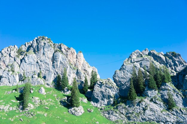 Scenic view of mountains against clear sky