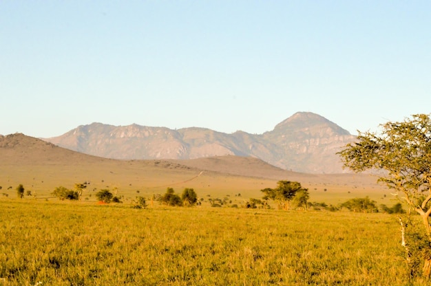 Scenic view of mountains against clear sky