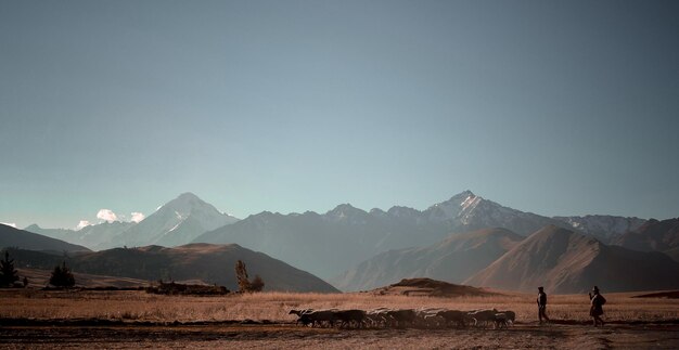 Scenic view of mountains against clear sky