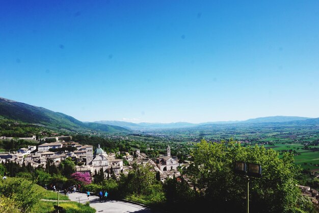 Scenic view of mountains against clear sky