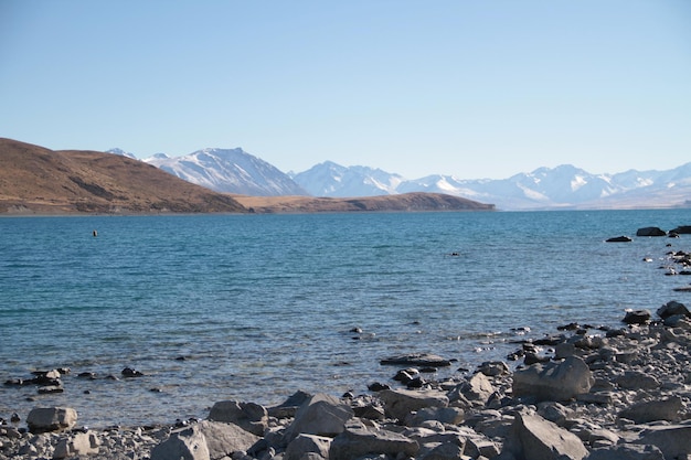 Scenic view of mountains against clear sky