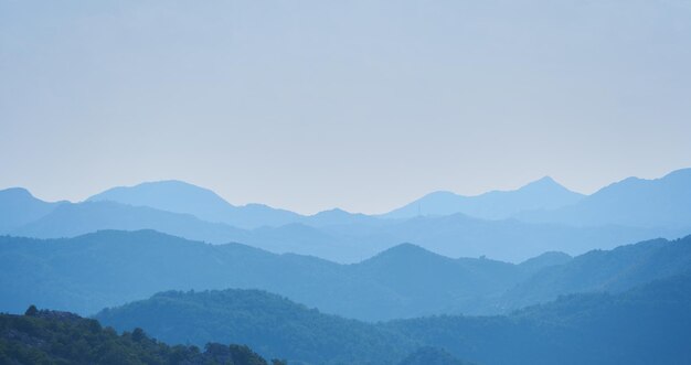 Scenic view of mountains against clear sky