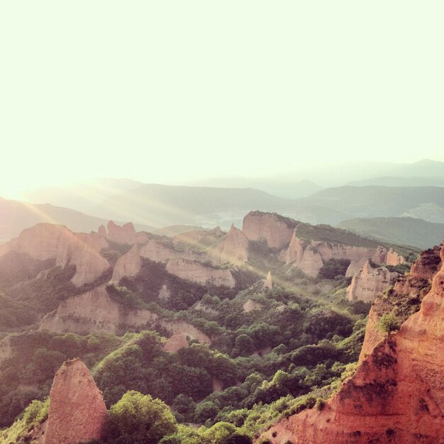 Scenic view of mountains against clear sky