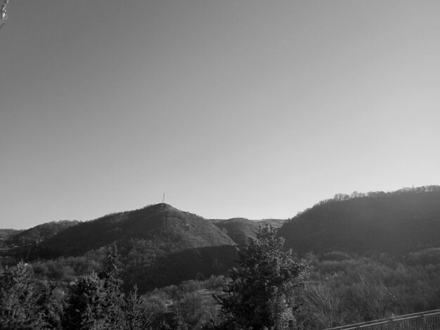 Scenic view of mountains against clear sky