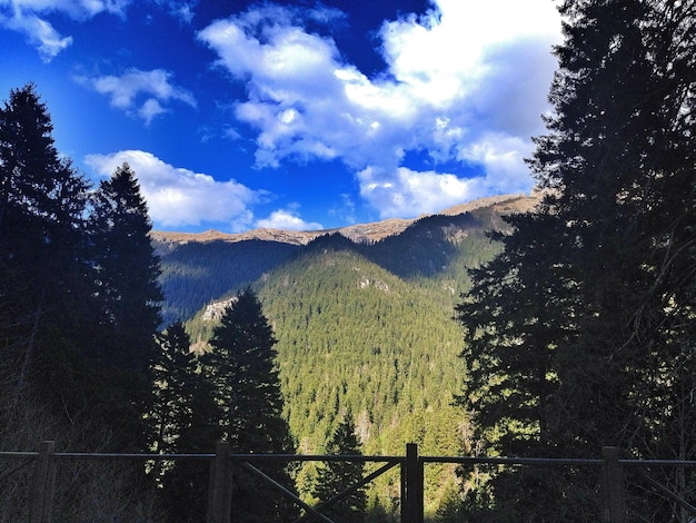 Scenic view of mountains against cloudy sky