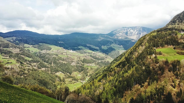 scenic view of mountains against cloudy sky