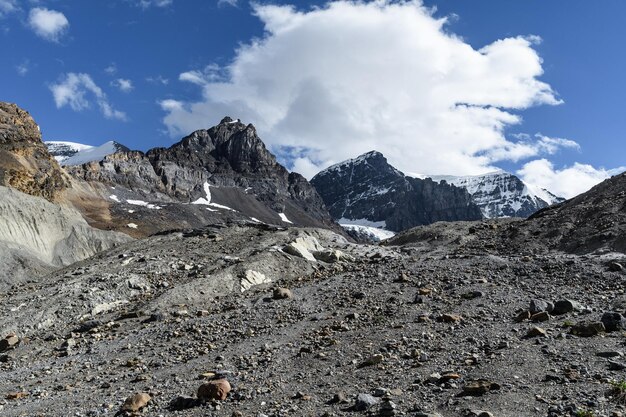 Scenic view of mountains against cloudy sky