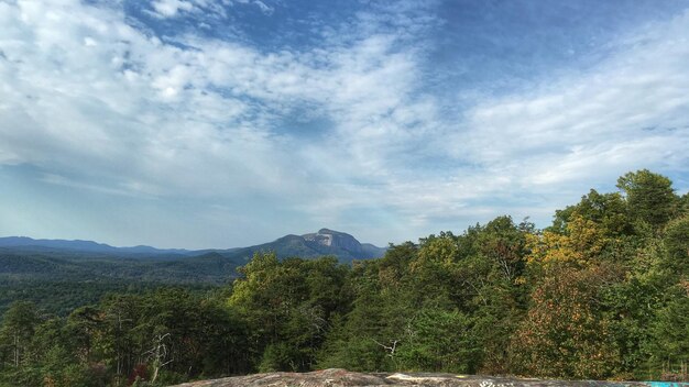 Scenic view of mountains against cloudy sky