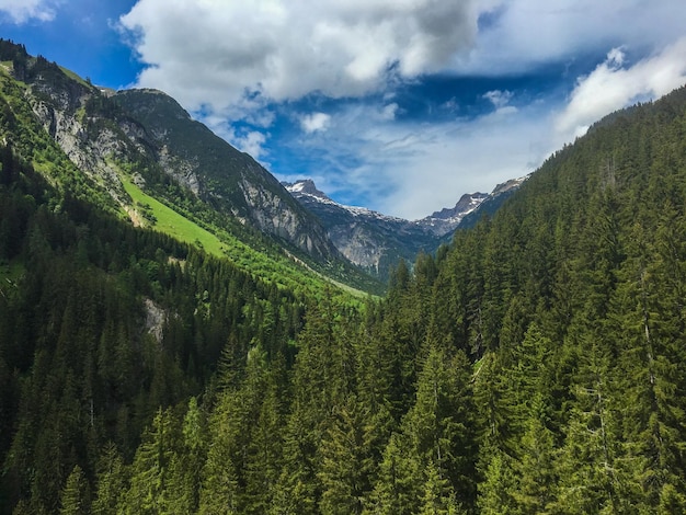 Scenic view of mountains against cloudy sky