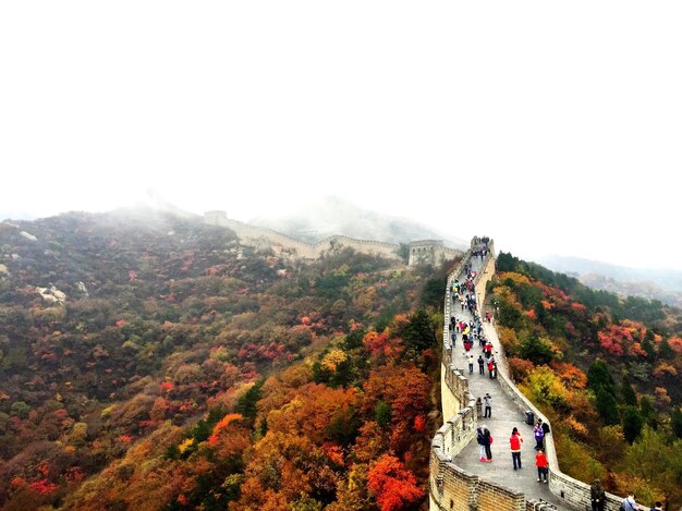 Scenic view of mountains against sky during autumn