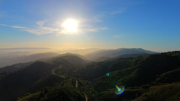 Scenic view of mountains against sky during sunset