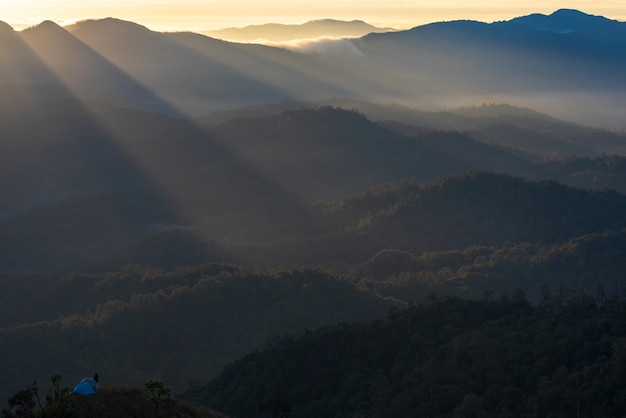 Scenic view of mountains against sky during sunset