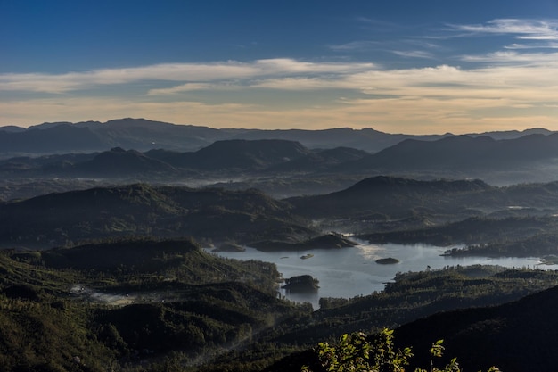 Scenic view of mountains against sky during sunset