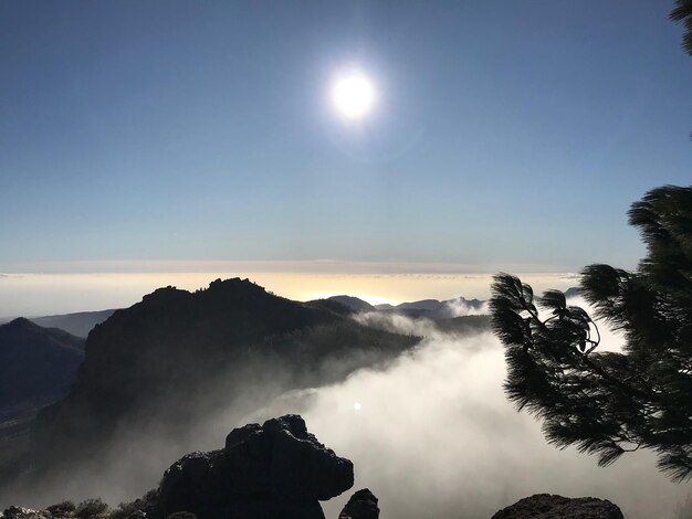 Scenic view of mountains against sky during sunset