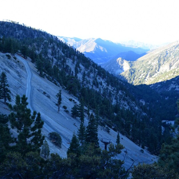 Scenic view of mountains against sky during winter