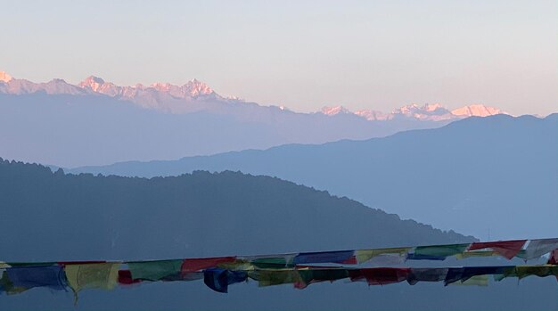 Scenic view of mountains against sky during sunset