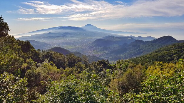 Scenic view of mountains against sky teide tenerife